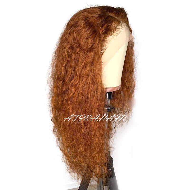 Ginger Wig 13X6 Deep Curly Human Hair Wig for Women Honey Blonde PrePlucked Wigs side
