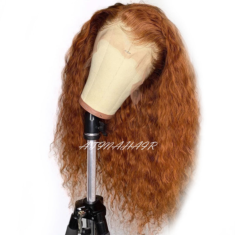 Ginger Wig 13X6 Deep Curly Human Hair Wig for Women Honey Blonde PrePlucked Wigs front