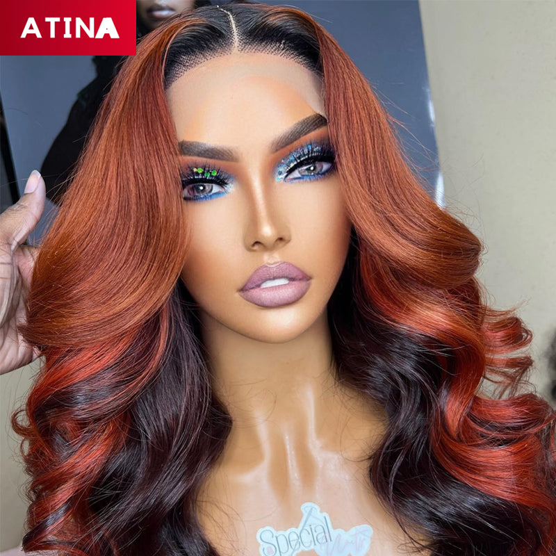 Highlight Brown Wavy Lace Front Wig Colored Human Hair Wigs