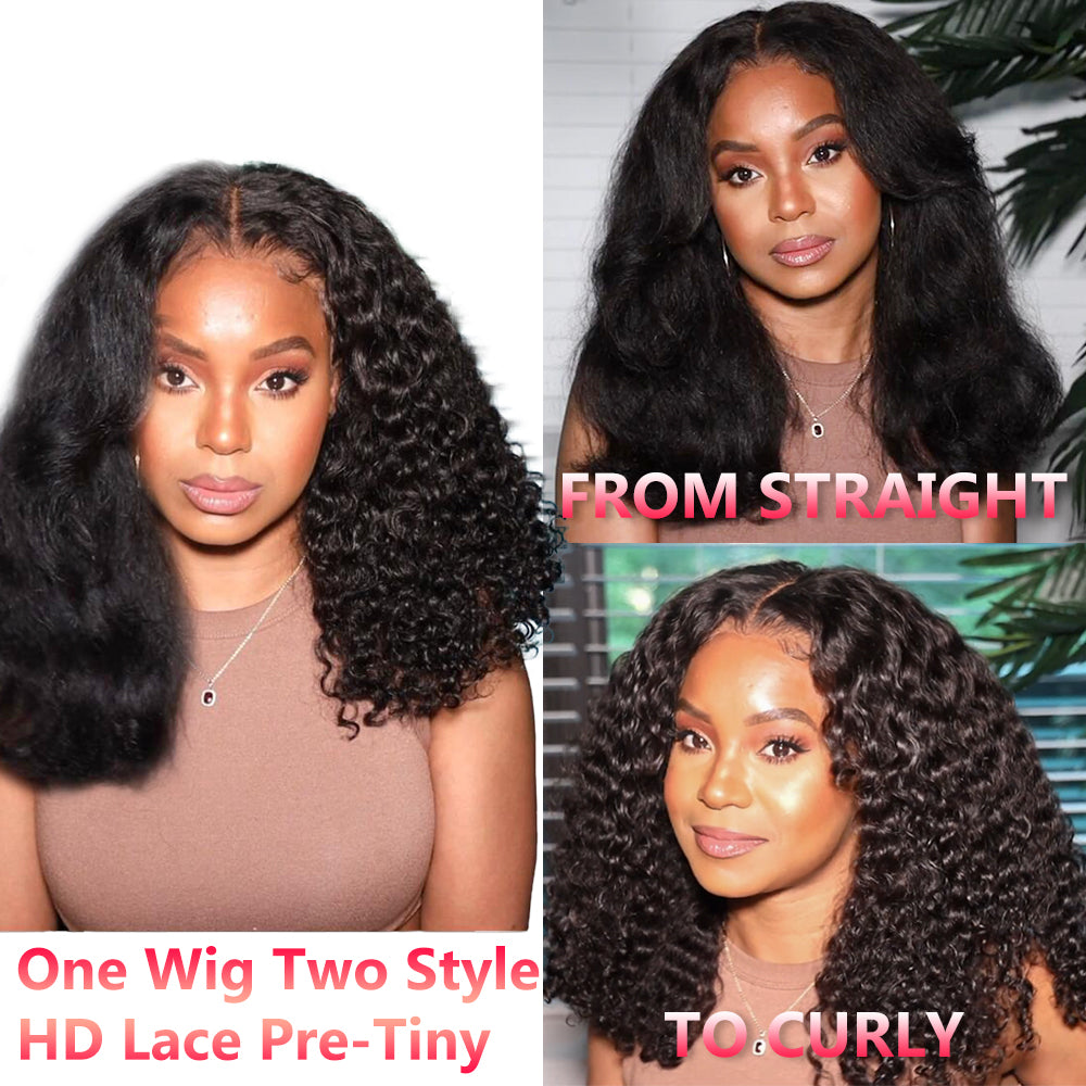 HOT | 2 in 1 Wig | Crystal Lace 13x6 Wet&Wavy Kinky Straight to Curly Wig [AF01]