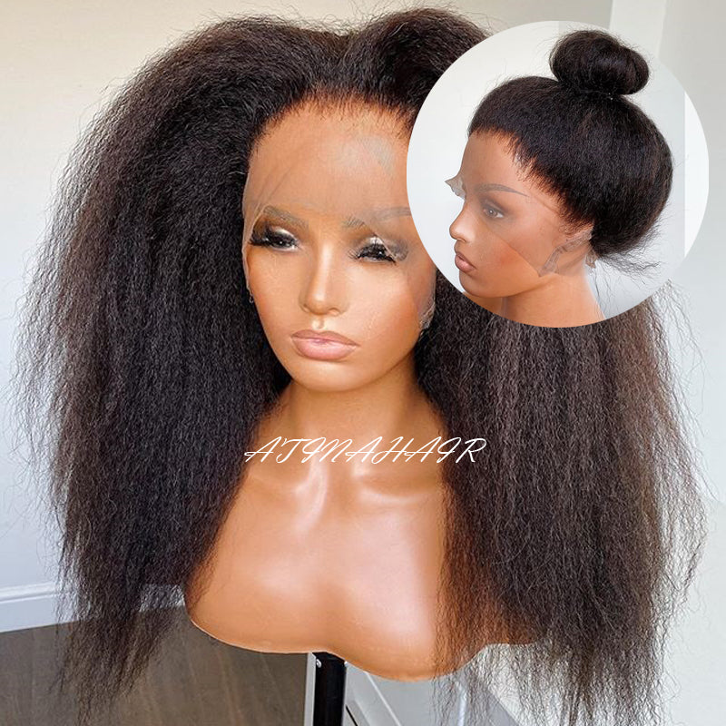 Atina 360 Lace Frontal Wig Pre Plucked with Baby Hair Kinky Straight Lace Front Human Hair Wigs Black Women