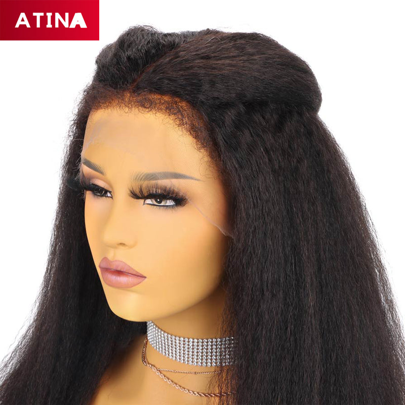 Curly Baby Hair Crystal Lace Kinky Straight Wig 13x6 Lace Front Human Hair Wigs