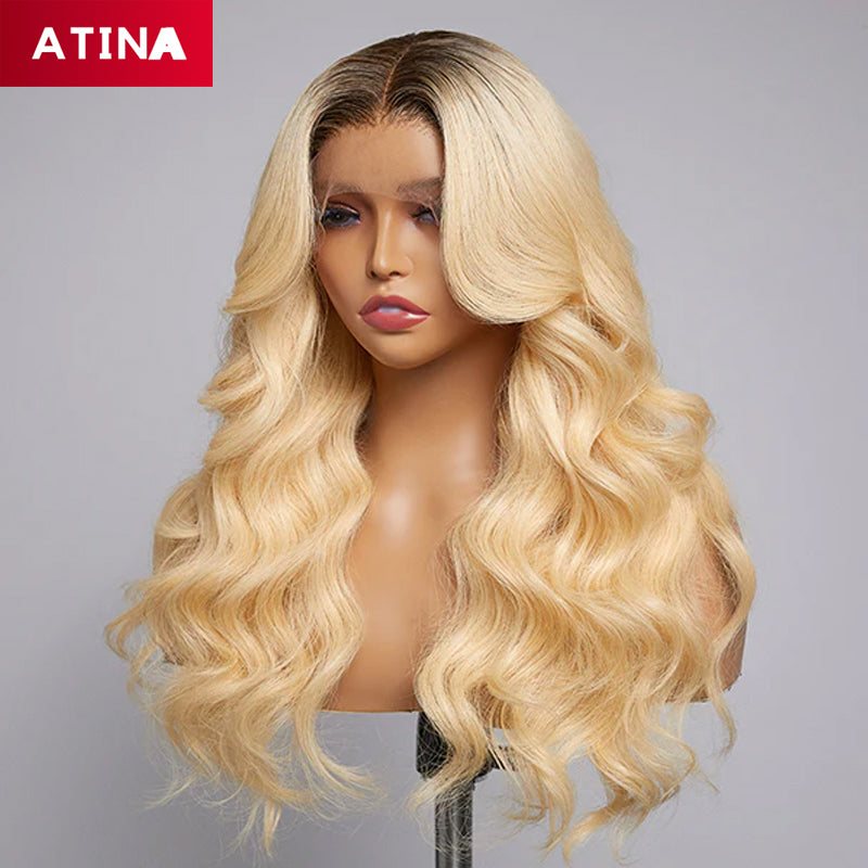 4 / 613 Ombre Blonde Colored Body Wave Pre-Plucked Glueless Lace Front Human Hair Wigs