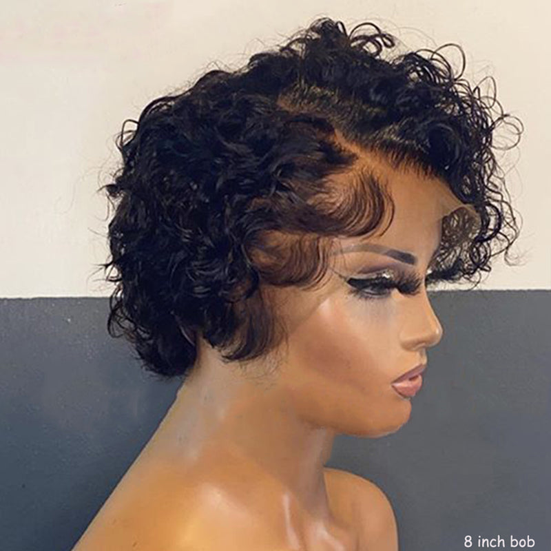 Short Pixie Cut Wig Short Bob 13*4 Lace Front Human Hair Wigs For Women Pre Plucked With Baby Hair left