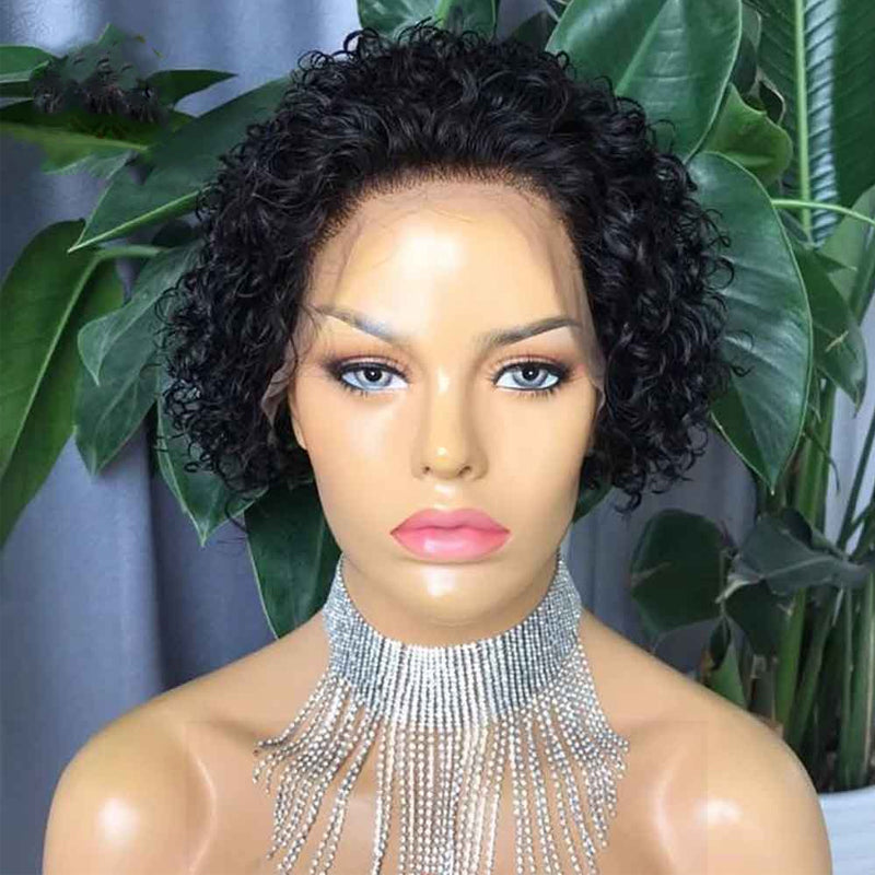 Pixie Cut Bob Lace Front Wigs 140 160 200% Lace Front Human Hair Wigs Curly Human Hair Wig Remy Lace Closure Wig Pre plucked front
