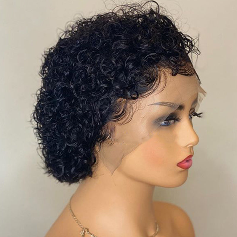 Pixie Cut Wig Closure Wig Human Hair Water Wave Bob Short Human Hair Wigs Bleached Knots 13x4 Lace Front Wig With Baby Hair right