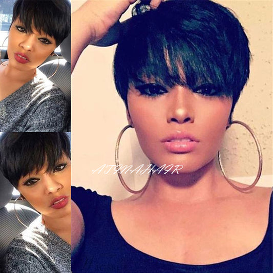 Short Pixie Cut Straight Hair Wig Peruvian Human Hair Wigs For Women Glueless Full Machine Made Wig Free Shipping Ready to Wear Comfortable