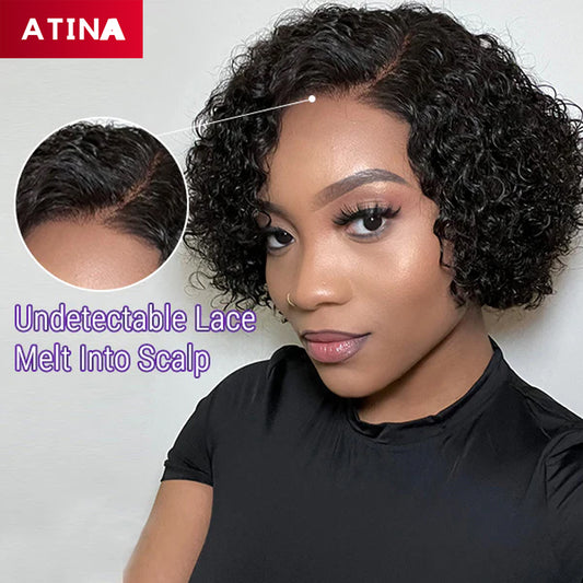 Pixie Cut Short Bob 5x5 Closure Wig Glueless HD Crystal Lace Wigs 100% Human Hair