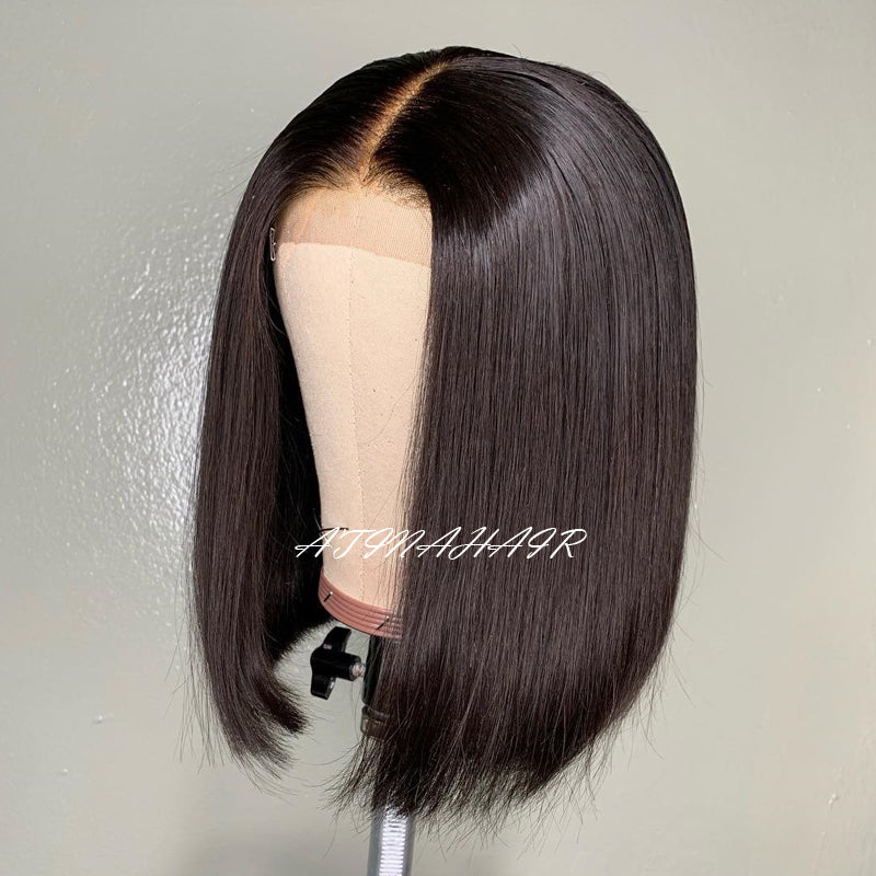 Short Bob Wig 13x6 Lace Front Human Hair Wigs Preplucked with Baby Hair Virgin Human Hair Glueless Wig left