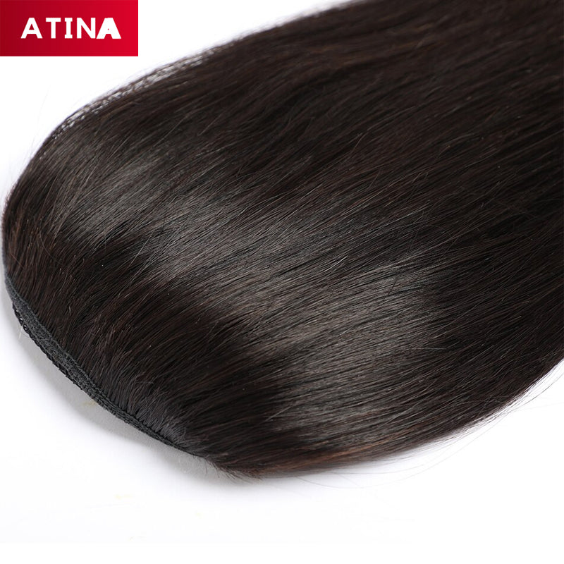 Straight Ponytail Human Hair Ponytail Extensions Drawstring Ponytail Hair Clip In